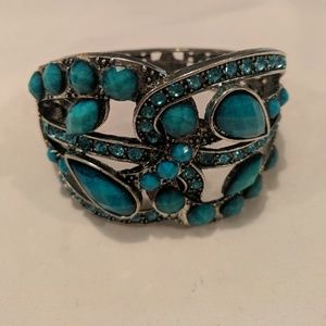 Turquoise hinged statement bracelet